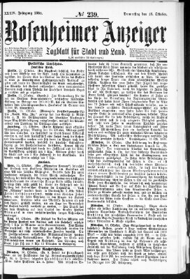 Rosenheimer Anzeiger Donnerstag 18. Oktober 1888