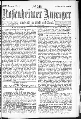 Rosenheimer Anzeiger Freitag 19. Oktober 1888