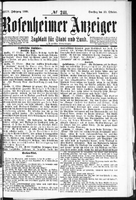 Rosenheimer Anzeiger Samstag 20. Oktober 1888