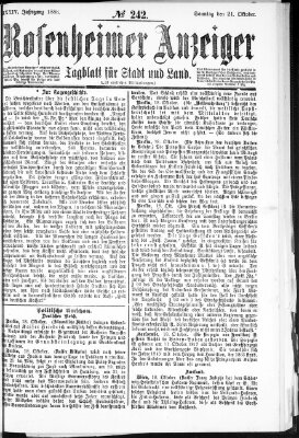 Rosenheimer Anzeiger Sonntag 21. Oktober 1888