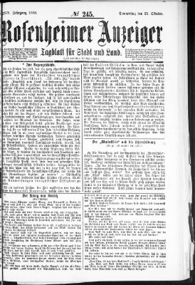 Rosenheimer Anzeiger Donnerstag 25. Oktober 1888