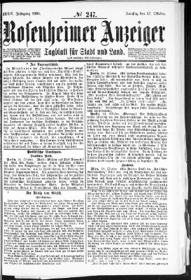 Rosenheimer Anzeiger Samstag 27. Oktober 1888