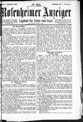 Rosenheimer Anzeiger Mittwoch 7. November 1888