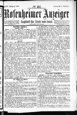 Rosenheimer Anzeiger Freitag 9. November 1888