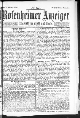 Rosenheimer Anzeiger Samstag 10. November 1888