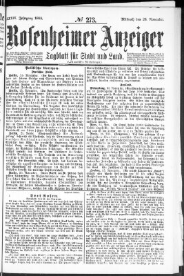 Rosenheimer Anzeiger Mittwoch 28. November 1888