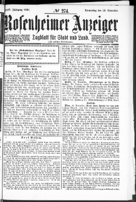 Rosenheimer Anzeiger Donnerstag 29. November 1888