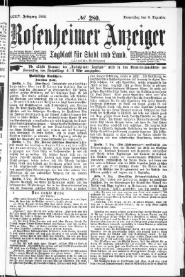 Rosenheimer Anzeiger Donnerstag 6. Dezember 1888