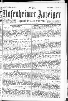 Rosenheimer Anzeiger Freitag 7. Dezember 1888