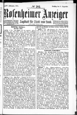 Rosenheimer Anzeiger Samstag 8. Dezember 1888