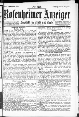 Rosenheimer Anzeiger Dienstag 11. Dezember 1888