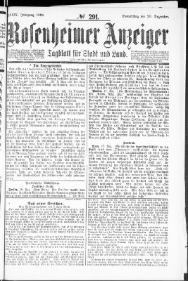 Rosenheimer Anzeiger Donnerstag 20. Dezember 1888