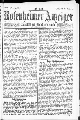 Rosenheimer Anzeiger Freitag 21. Dezember 1888