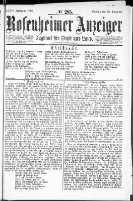 Rosenheimer Anzeiger Dienstag 25. Dezember 1888