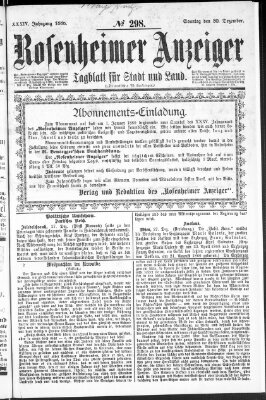 Rosenheimer Anzeiger Sonntag 30. Dezember 1888