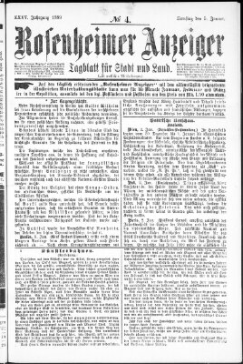 Rosenheimer Anzeiger Samstag 5. Januar 1889