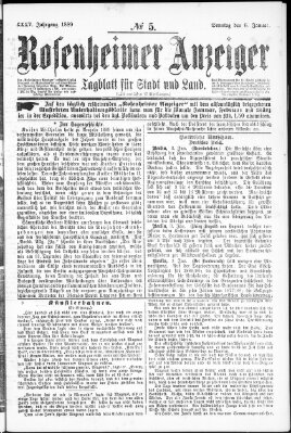 Rosenheimer Anzeiger Sonntag 6. Januar 1889