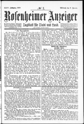 Rosenheimer Anzeiger Mittwoch 9. Januar 1889