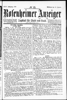 Rosenheimer Anzeiger Mittwoch 16. Januar 1889