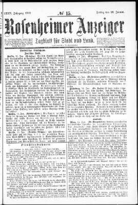 Rosenheimer Anzeiger Freitag 18. Januar 1889