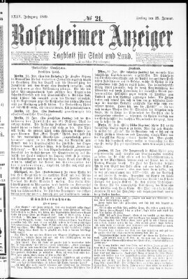 Rosenheimer Anzeiger Freitag 25. Januar 1889