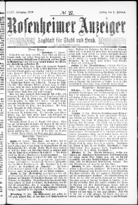 Rosenheimer Anzeiger Freitag 1. Februar 1889