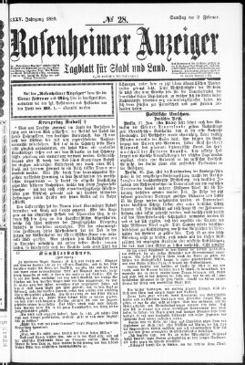 Rosenheimer Anzeiger Samstag 2. Februar 1889