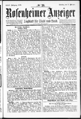 Rosenheimer Anzeiger Dienstag 5. Februar 1889