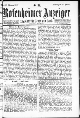 Rosenheimer Anzeiger Sonntag 10. Februar 1889