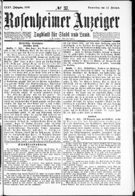 Rosenheimer Anzeiger Donnerstag 14. Februar 1889