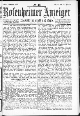 Rosenheimer Anzeiger Sonntag 17. Februar 1889