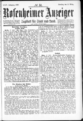 Rosenheimer Anzeiger Samstag 2. März 1889