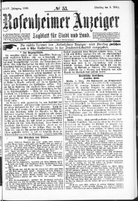 Rosenheimer Anzeiger Dienstag 5. März 1889