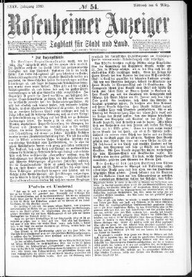 Rosenheimer Anzeiger Mittwoch 6. März 1889