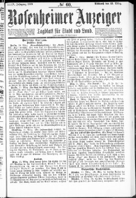 Rosenheimer Anzeiger Mittwoch 13. März 1889