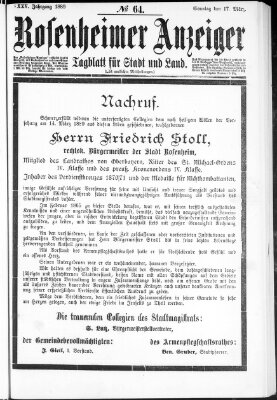 Rosenheimer Anzeiger Sonntag 17. März 1889