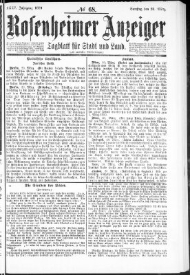 Rosenheimer Anzeiger Samstag 23. März 1889