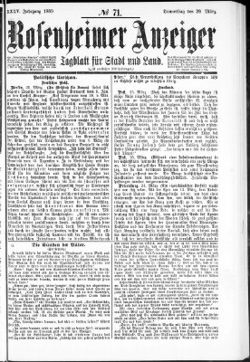 Rosenheimer Anzeiger Donnerstag 28. März 1889