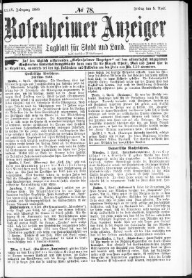 Rosenheimer Anzeiger Freitag 5. April 1889