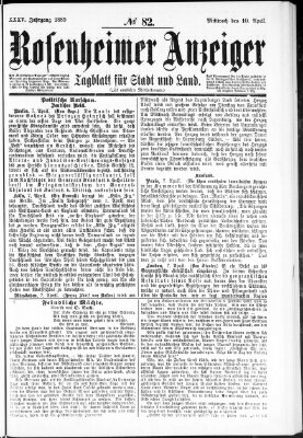 Rosenheimer Anzeiger Mittwoch 10. April 1889