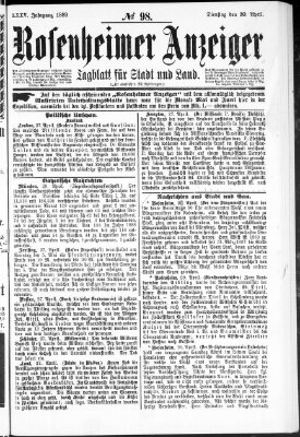 Rosenheimer Anzeiger Dienstag 30. April 1889