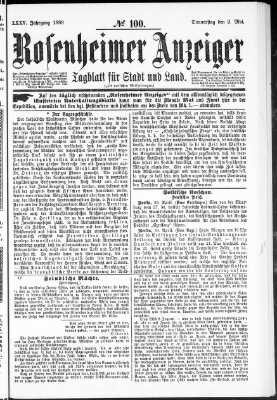 Rosenheimer Anzeiger Donnerstag 2. Mai 1889