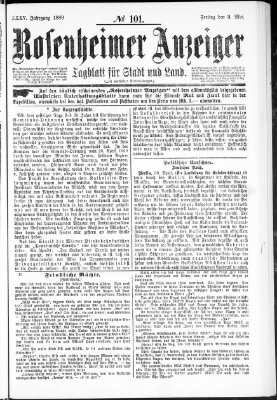 Rosenheimer Anzeiger Freitag 3. Mai 1889