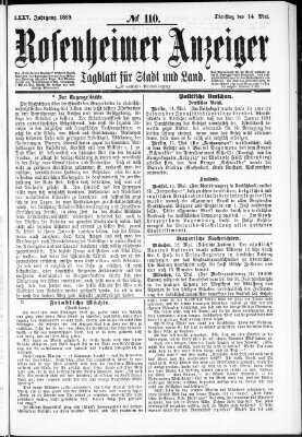 Rosenheimer Anzeiger Dienstag 14. Mai 1889