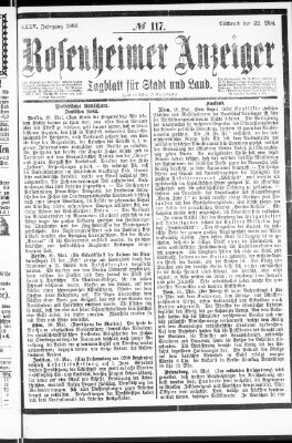 Rosenheimer Anzeiger Mittwoch 22. Mai 1889