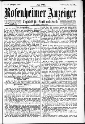 Rosenheimer Anzeiger Mittwoch 29. Mai 1889