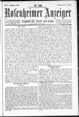 Rosenheimer Anzeiger Sonntag 2. Juni 1889