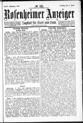 Rosenheimer Anzeiger Dienstag 4. Juni 1889