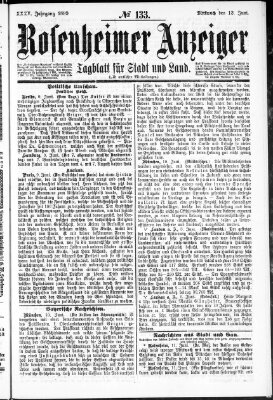 Rosenheimer Anzeiger Mittwoch 12. Juni 1889