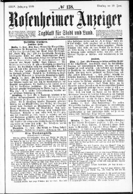 Rosenheimer Anzeiger Dienstag 18. Juni 1889